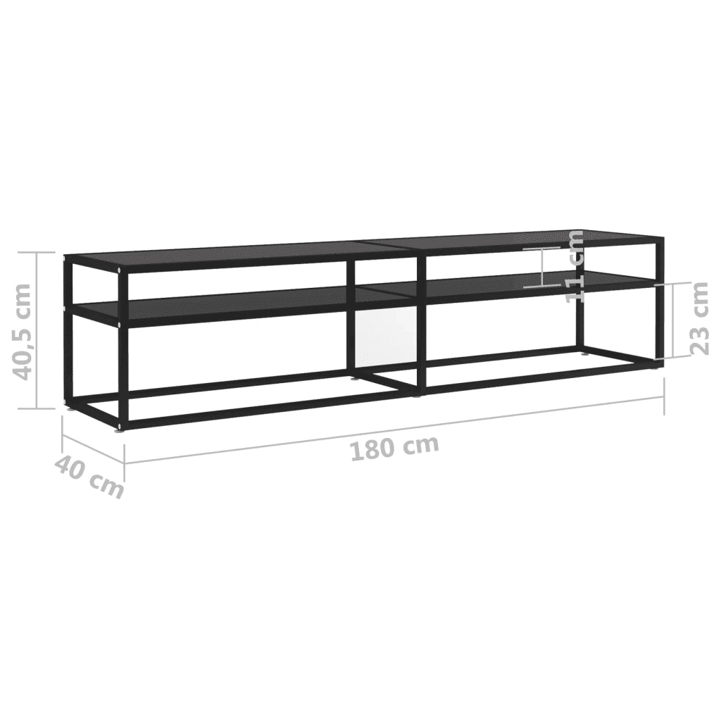 Mobile Porta TV Nero 180x40x40,5 cm in Vetro Temperato 331723