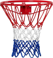 Rete da Basket Substituzione - Rete Extra Spessa e Anti-Taglio Professionale - Resistente al Tempo, Impermeabile all'Uso All'Aperto - 12 Anelli Rafforzati Rete da Basket (Rosso/Bianco/Azzurro)