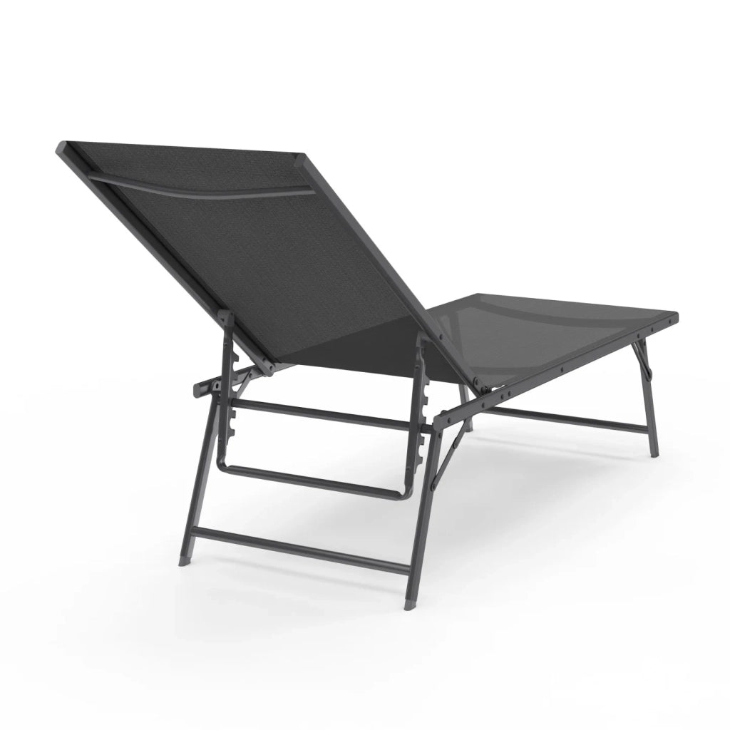 IDMarket - Set di 2 lettini da giardino reclinabili KAILUA in acciaio grigio antracite e tessuto grigio