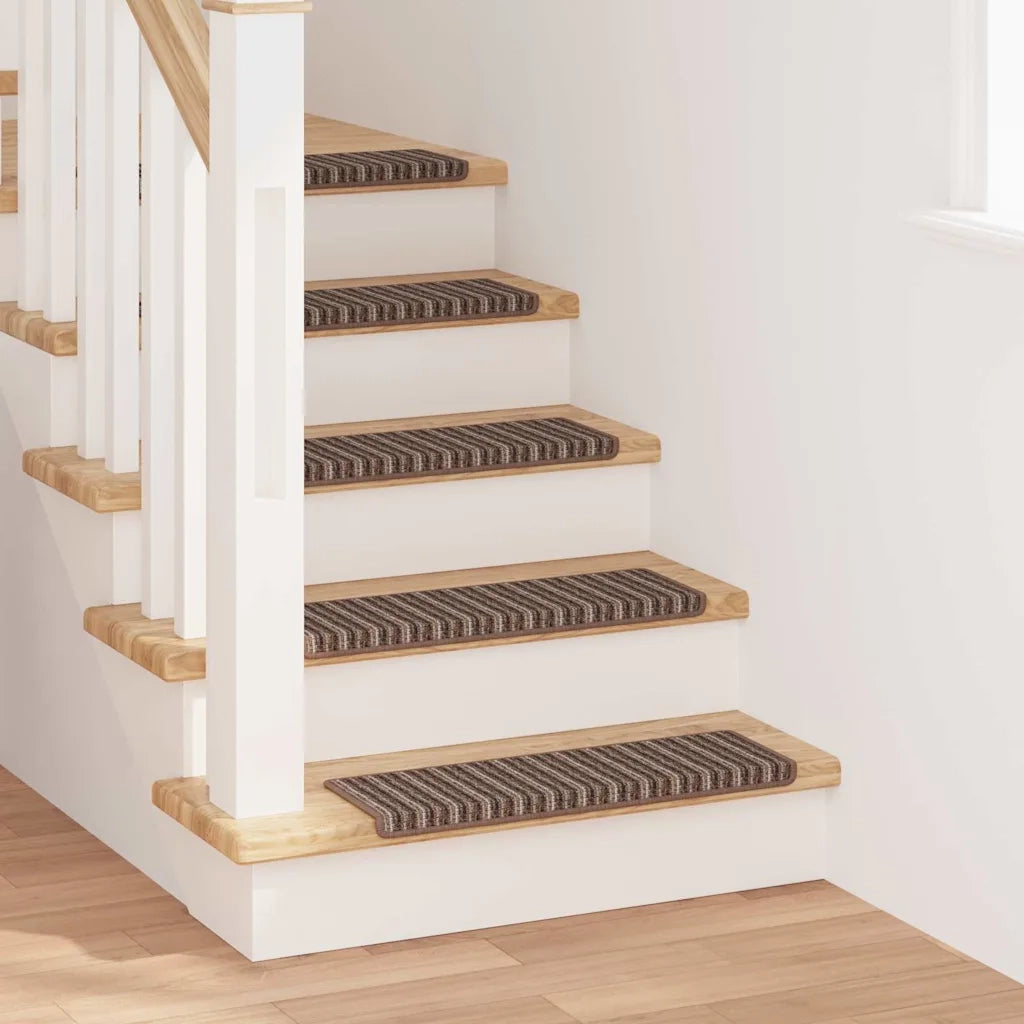 Tappetini per scale autoadesivi 15 pcs Marrone 65 x 21 x 4 cm