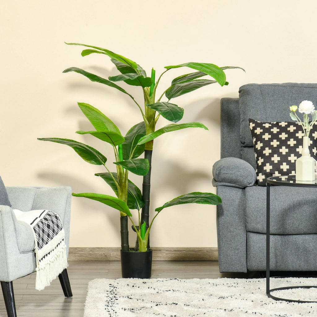 Banano Pianta in Vaso da 150cm, Albero di Banano Artificiale per Interno ed Esterno