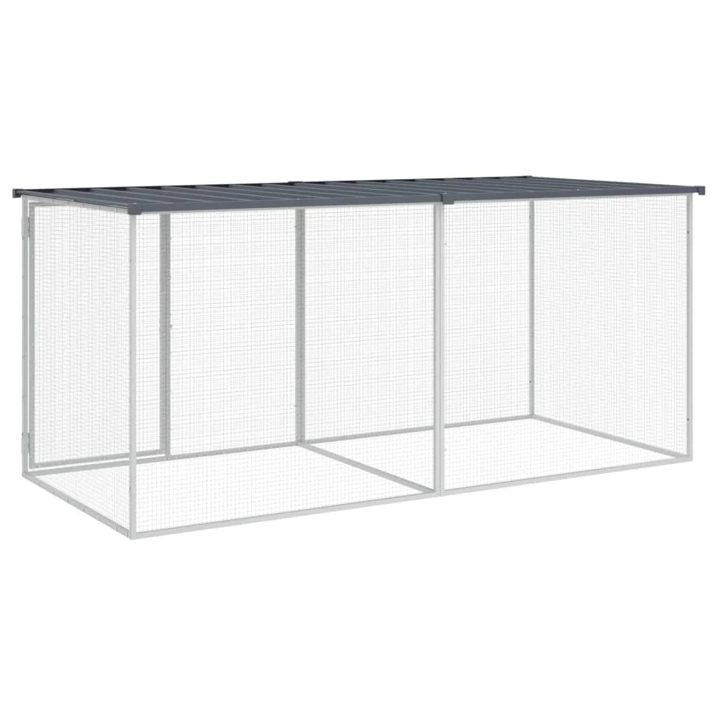 Recinto per pollaio con tetto 203 x 98 x 90 cm in acciaio zincato antracite 02_0043972