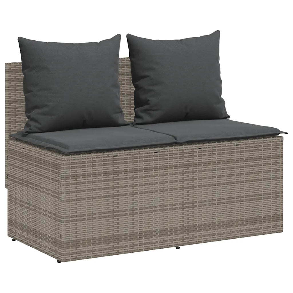 Set da Pranzo da Giardino 3 pz con Cuscini in Polyrattan Grigio