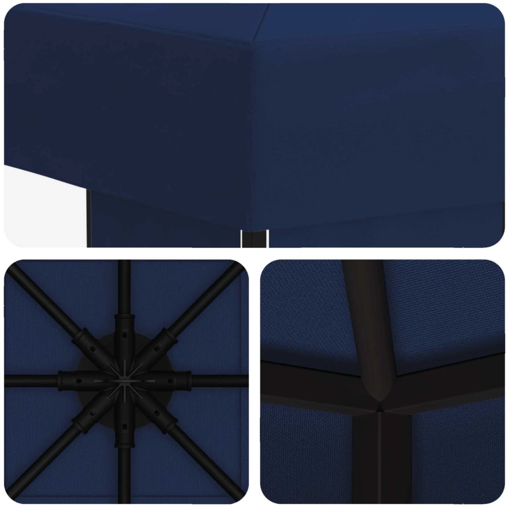Gazebo 3 x 3 m Blu Poliestere e Acciaio 190 900355
