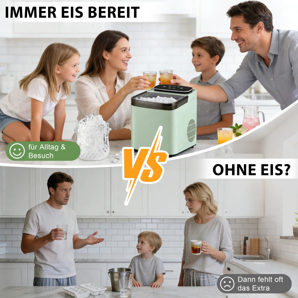 ZMH Macchina per il ghiaccio verde capacità 1.3L 9 cubetti di ghiaccio in 6 minuti 14 kg/24 ore silenzioso per cucina