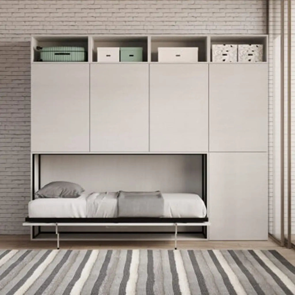 Letto singolo a scomparsa Kando comp.B bianco frassino
