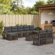 Set Divano da Giardino 10 pz Grigio e Grigio Scuro polyrattan 3435536