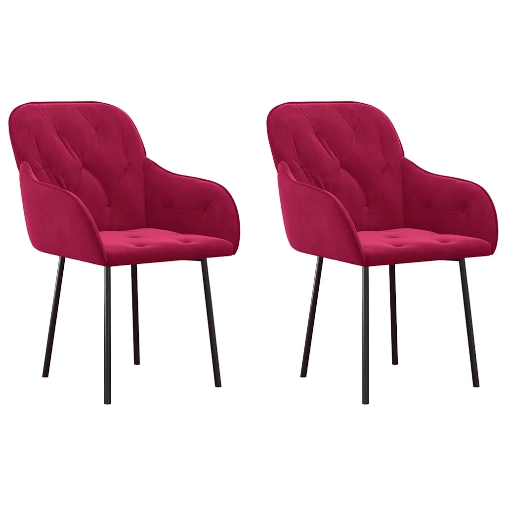 Sedie da Pranzo 2 pz Rosso Vino in Velluto cod mxl 23574