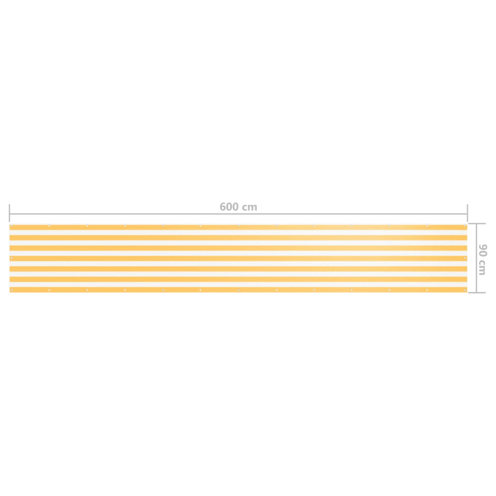 Paravento Balcone Bianco e Giallo 90x600 cm Tessuto Oxford