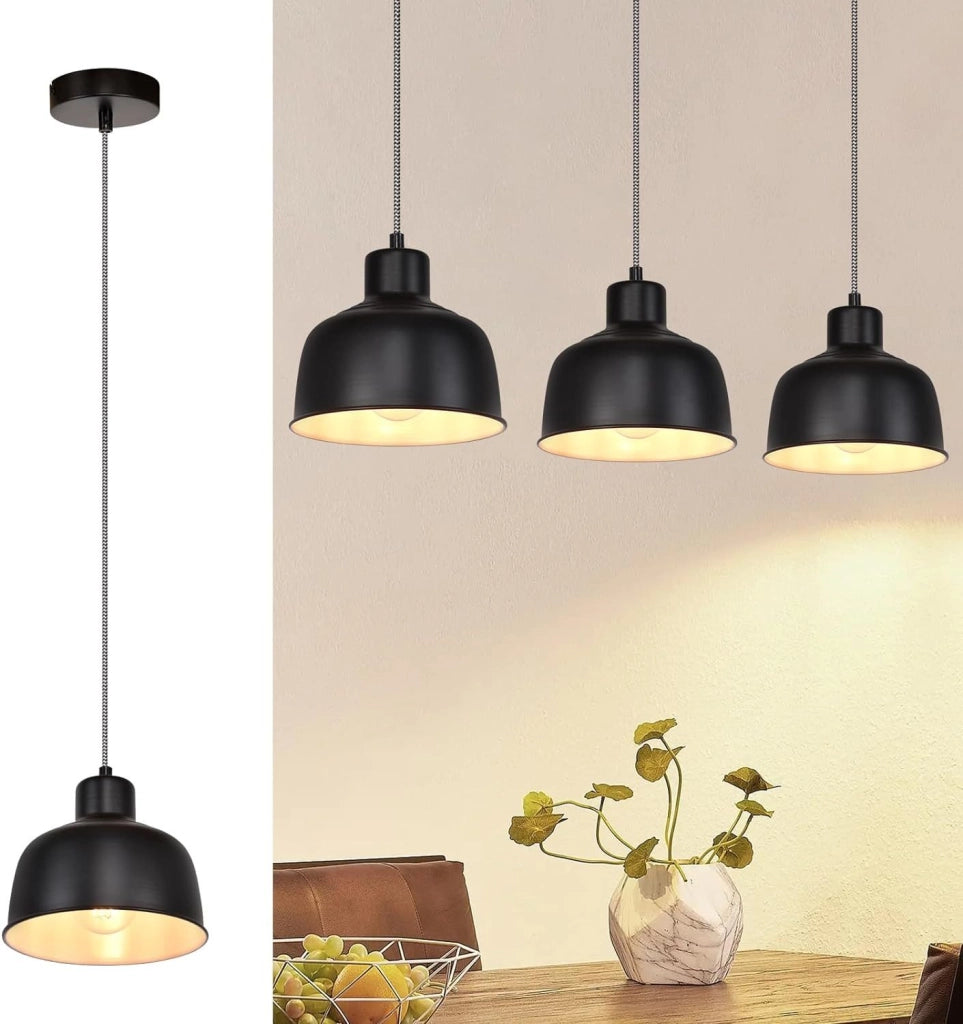 Lampada a sospensione ZMH metallo nero diametro 170 cm E27 vintage per sala da pranzo soggiorno camera e ufficio