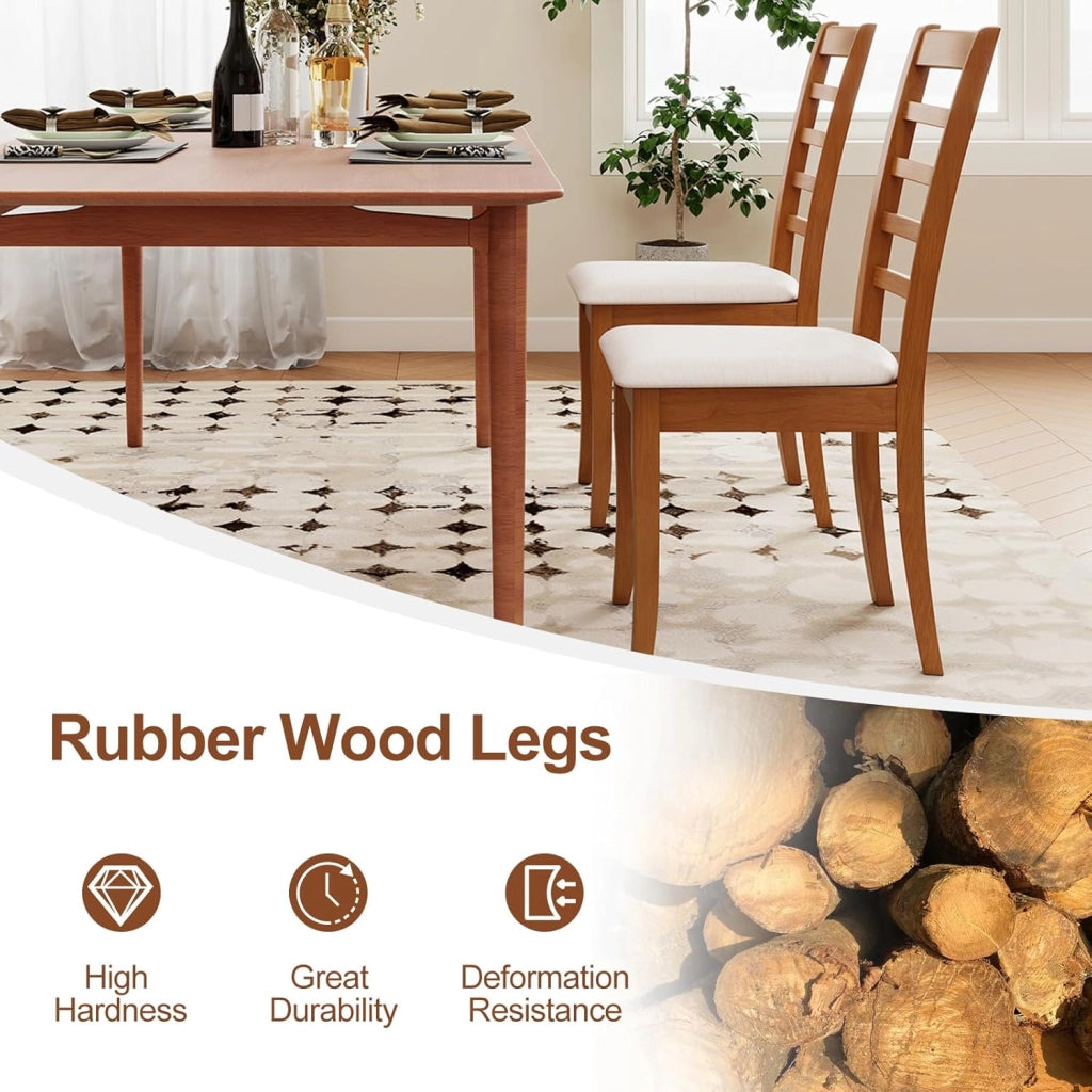 Set di 2/4 Sedie da Pranzo con Gambe in Legno di Gomma, Sedile Imbottito, Schienale Alto, Sedie Laterali Imbottite senza Braccioli per Sala da Pranzo, Cucina e Soggiorno (Beige)
