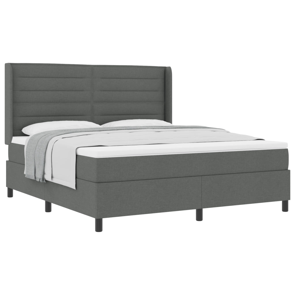 letto a box spring  con materasso grigio scuro 180x200 cm in tessuto