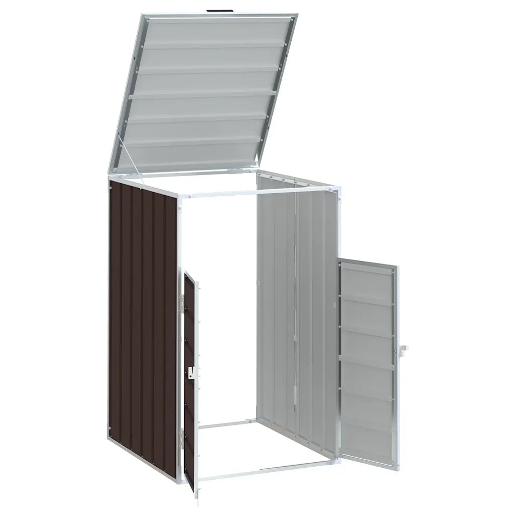 Copribidone Ruote Bidone Singolo Marrone 72x81x115 cm Acciaio 4006174