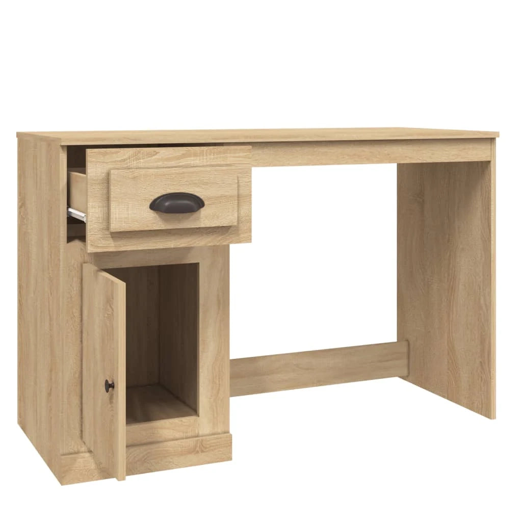 Scrivania postazione di lavoro scrivania per computer mobile da studio con cassetto rovere Sonoma 115 x 50 x 75 cm legno ingegnerizzato marrone 02_0023449