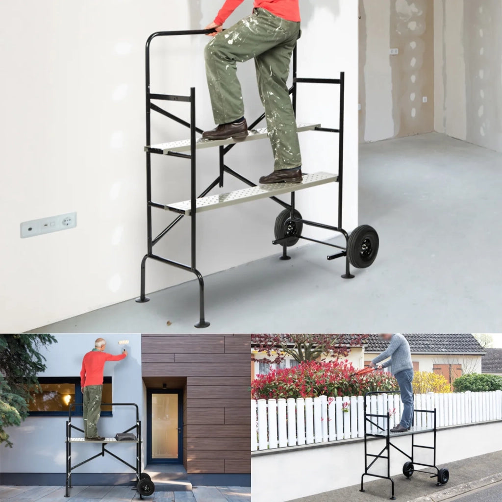 ProBache - Ponteggio mobile su ruote L.140xL.78xH.135 CM con 2 piattaforme