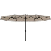 OMBRELLONE DOPPIO A 12 STECCHE CON MANOVELLA IN POLIESTERE E ACCIAIO 450X265X260 CM BIANCO CREMA