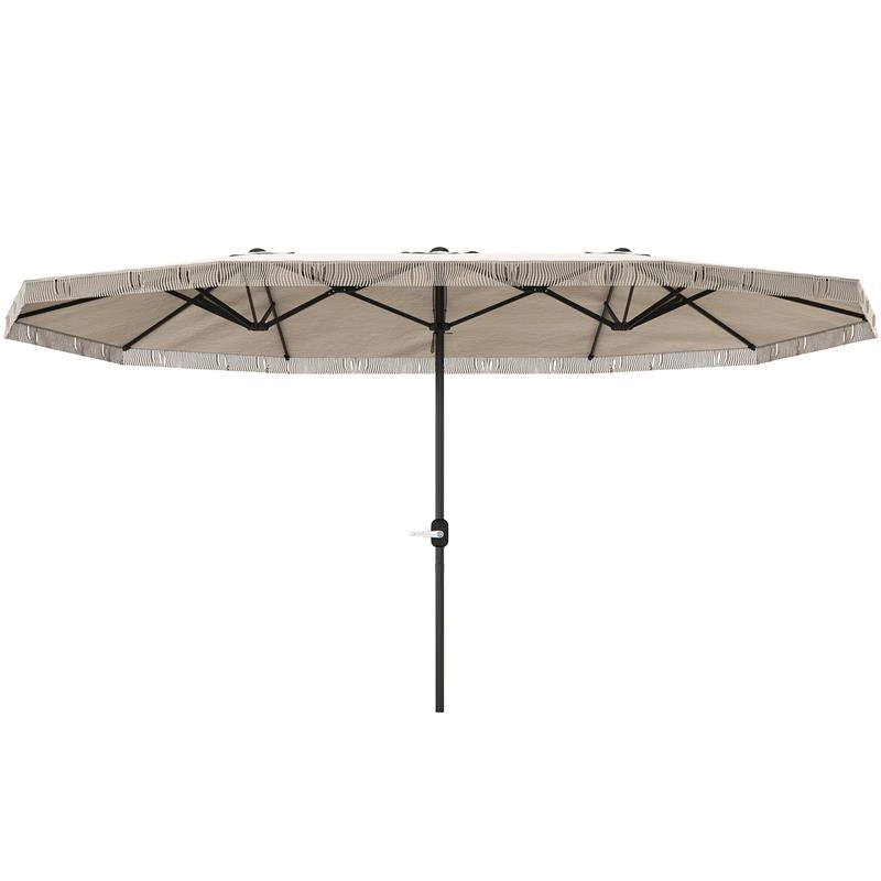 OMBRELLONE DOPPIO A 12 STECCHE CON MANOVELLA IN POLIESTERE E ACCIAIO 450X265X260 CM BIANCO CREMA