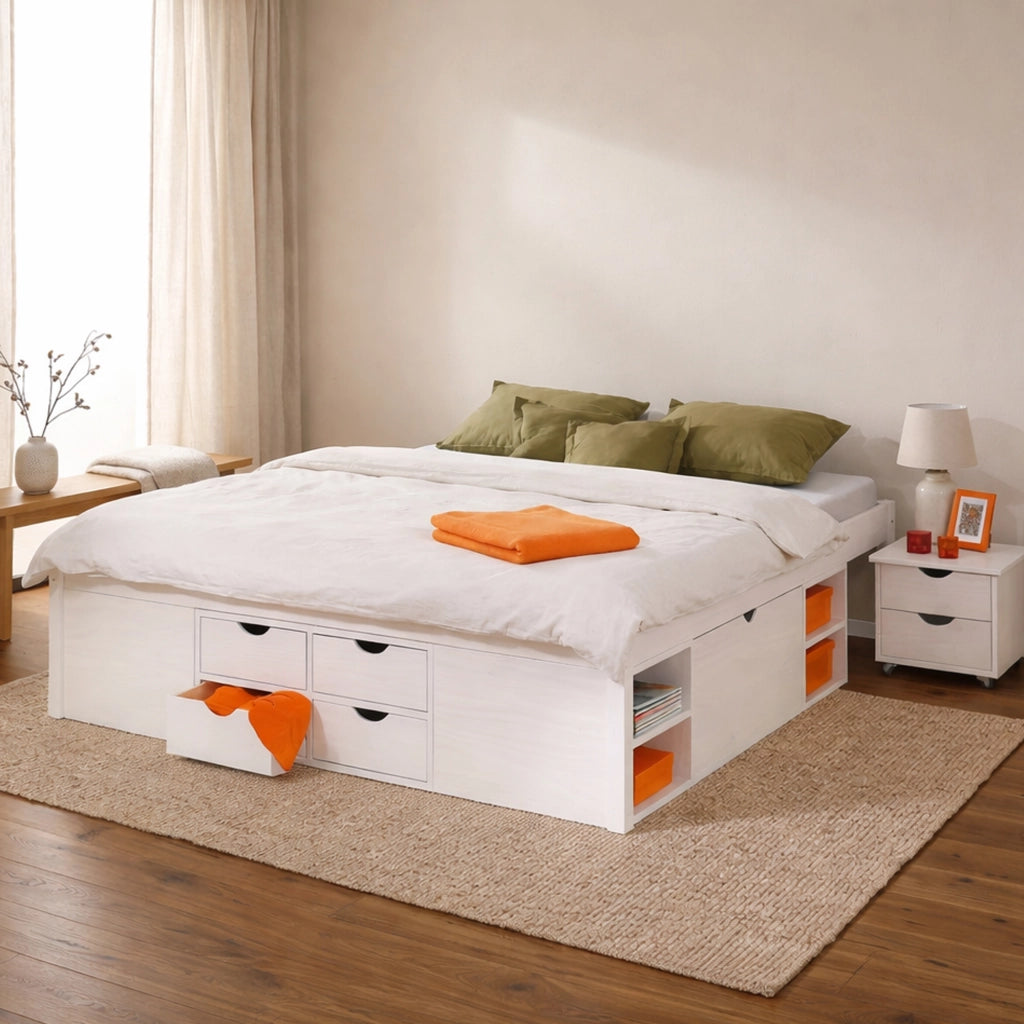 Letto Matrimoniale Faraldi, Letto Matrimoniale Contenitore, Bianco