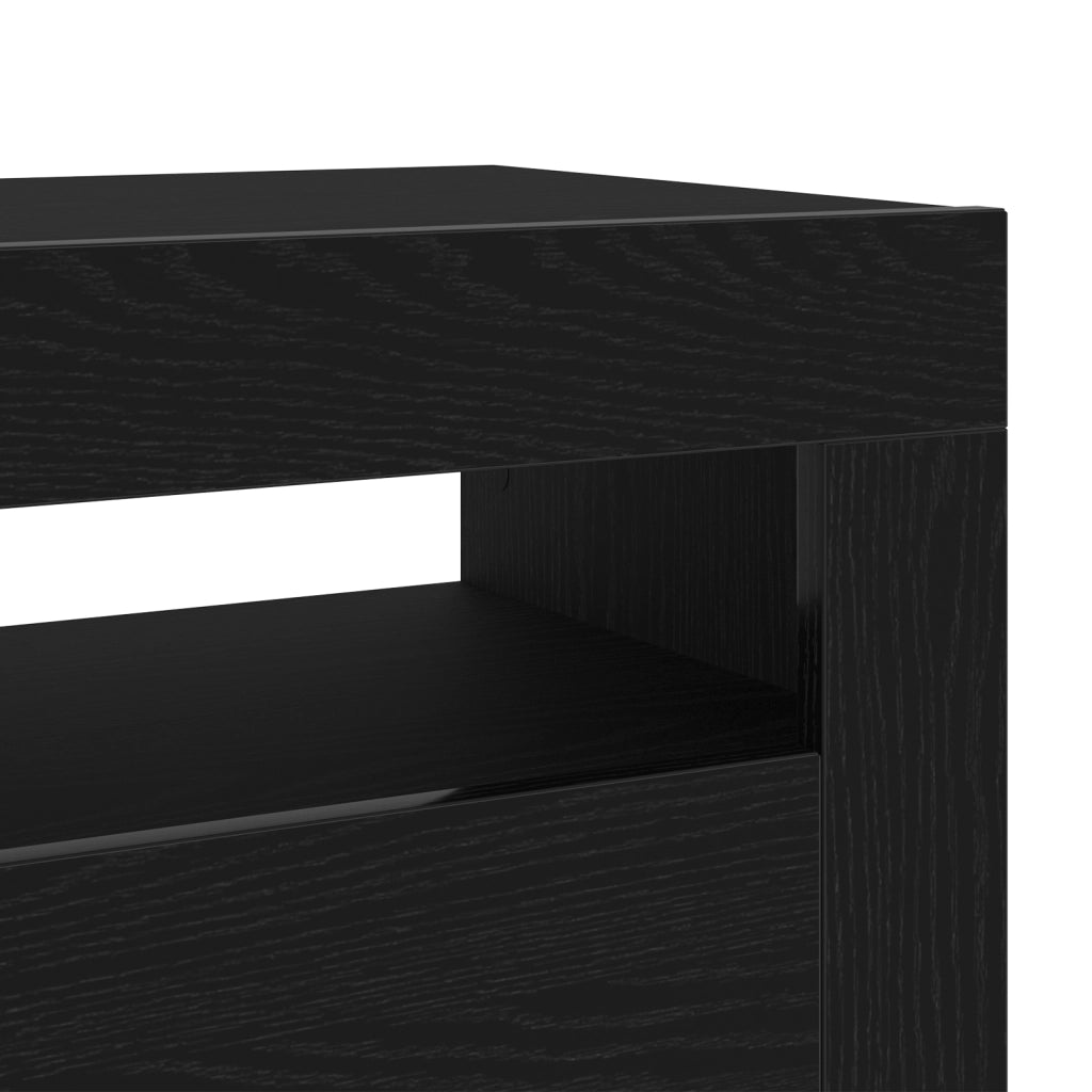 Mobile TV con LED Nero Rovere 90x35x40 cm Legno ingegnerizzato