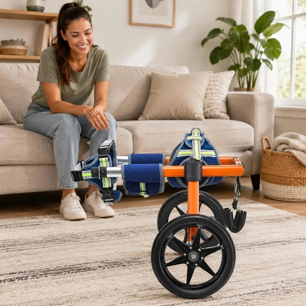 Dog Wheelchair For Back Legs, Lightweight 2 Wheels Pet Wheelchair, Height, Width & Length Adjustable, Dog Cart With Shock-Absorbing Wheels, For Injured, Disabled Dogs 15.8-21.7 Kg, Medium