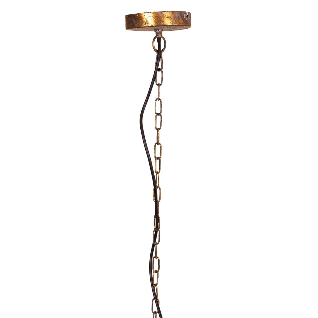Plafoniera in metallo dorato 59x59x48/109h