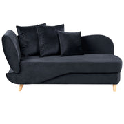 Chaise longue versione sinistra in velluto nero con contenitore soggiorno lato sinistro design moderno contemporaneo