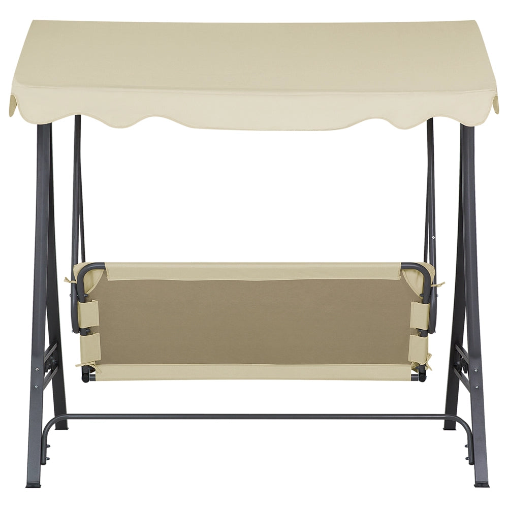 Altalena da patio Tessuto Beige Struttura In Acciaio dondolo 3 Posti