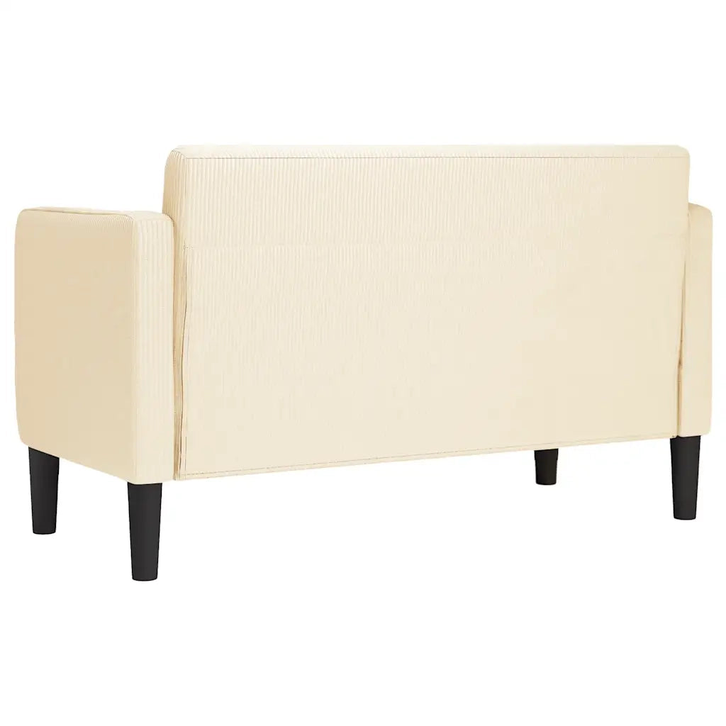 Divano Divanetto Crema 109 cm Tessuto di Velluto a Coste 4100524