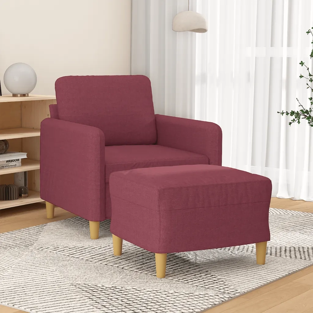 Poltrona | Sedia Relax con Poggiapiedi Rosso Vino 60 cm in Tessuto