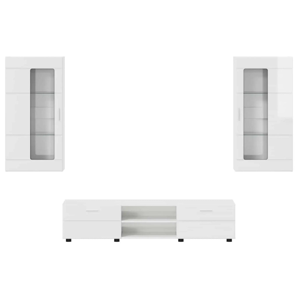 Set mobile TV FLORIN 3 pcs Bianco Lucido Legno multistrato 3397928