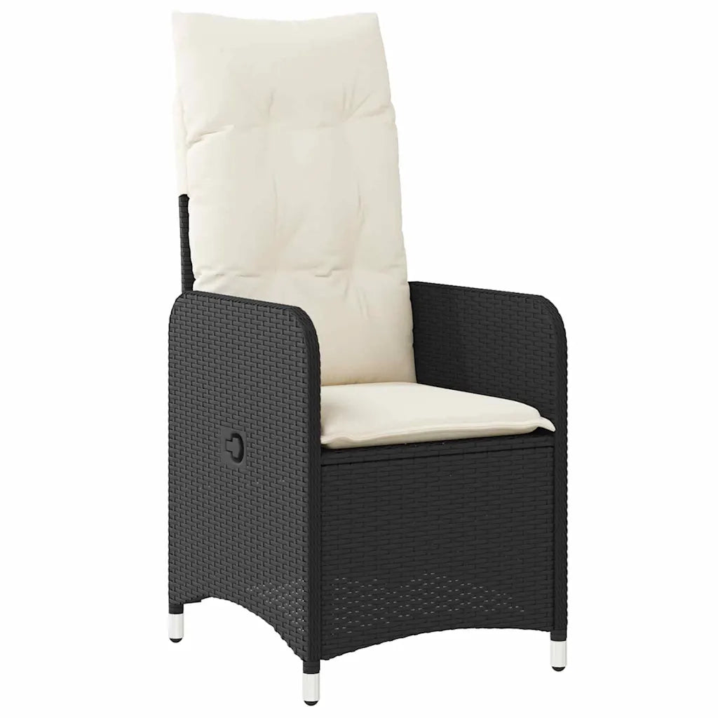 Set da Pranzo per Giardino con cuscino 7 pcs Nero polyrattan 3379636