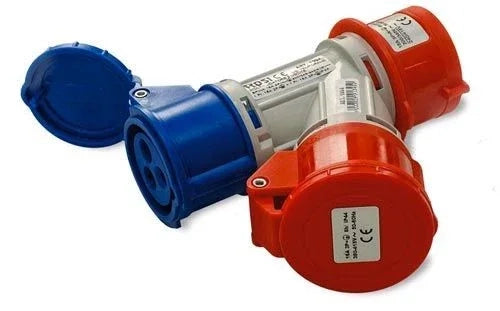 Moltiplicatore Adattatore Mobile 2 Uscite Spina 16A 3P+N+T 400V 50/60Hz IP44