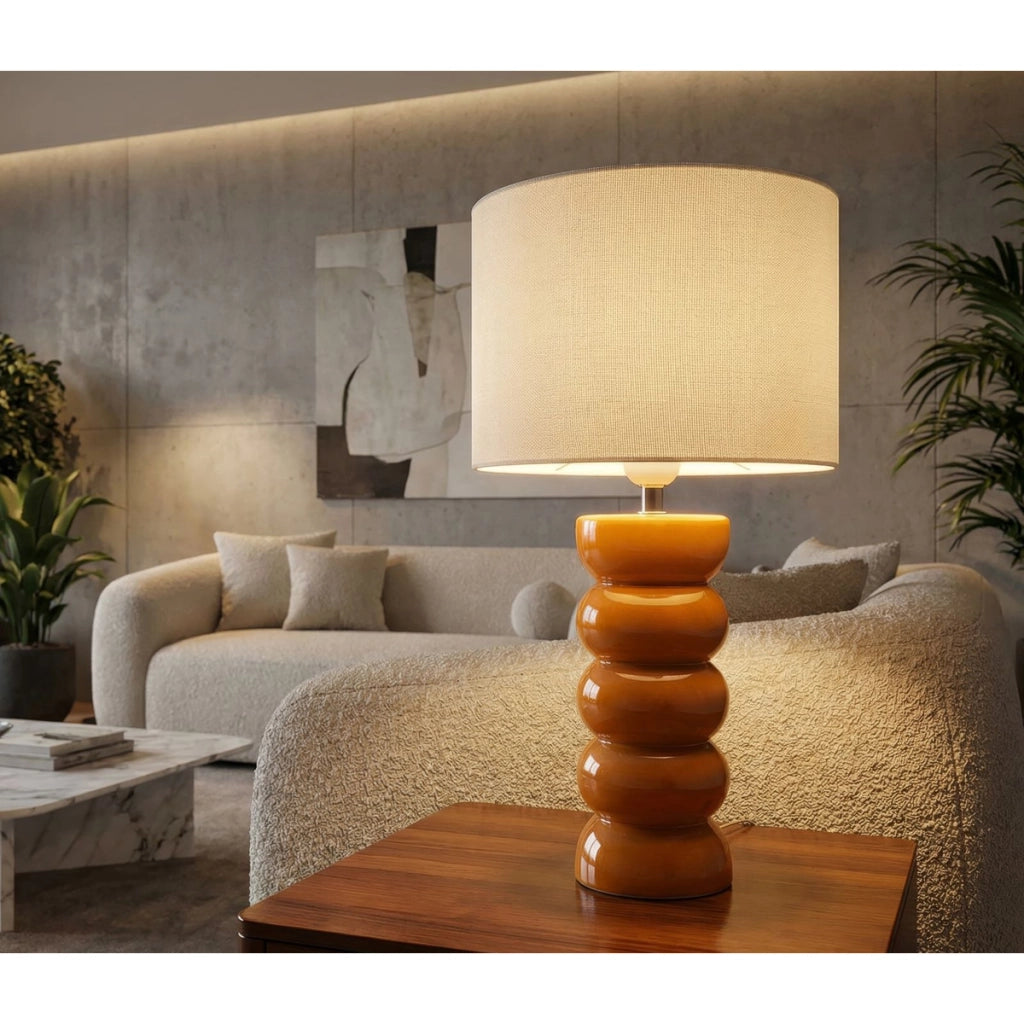 Lampada da tavolo Torr in ceramica senape lucido