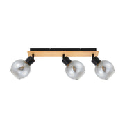Plafoniera Italux Barel 3 luci E27 vetro fumé legno