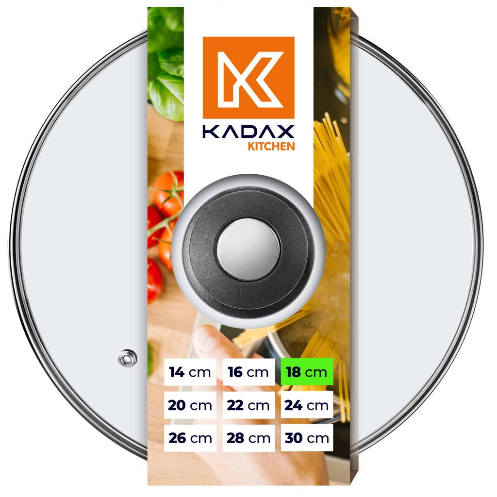 Coperchio in vetro KADAX da 18 cm, universale, resistente al calore, per pentole e padelle.