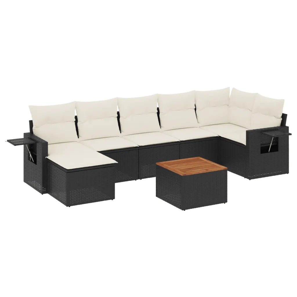 Set Divani da Giardino con Cuscini 8 pz Nero in Polyrattan 3257001