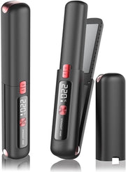 Stilo e raggiera 2 in 1 - Stilo e raggiera 2-in-1 senza cavo - Stilo portatile ceramico - Leggero e compattibile - Ricaricabile via USB - Con batteria 4500mAh - Riscalda velocemente in 10 secondi - Ideale per viaggi (nero)