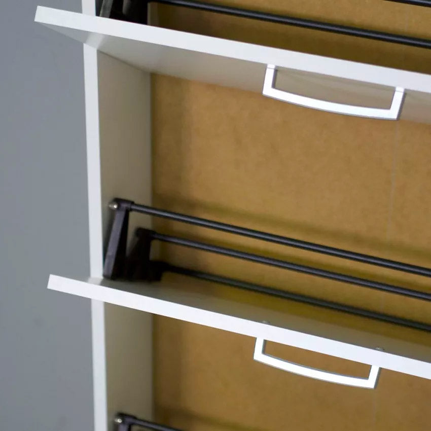 Scarpiera Salvaspazio 5 Ante 15 Paia 65x15x164 cm in Truciolare Nobilitato Bianca