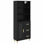 Credenza | Madia | Buffet da pranzo | Armadio da pranzo Rovere Nero 69,5 x 32,5 x 180 cm Legno multistrato
