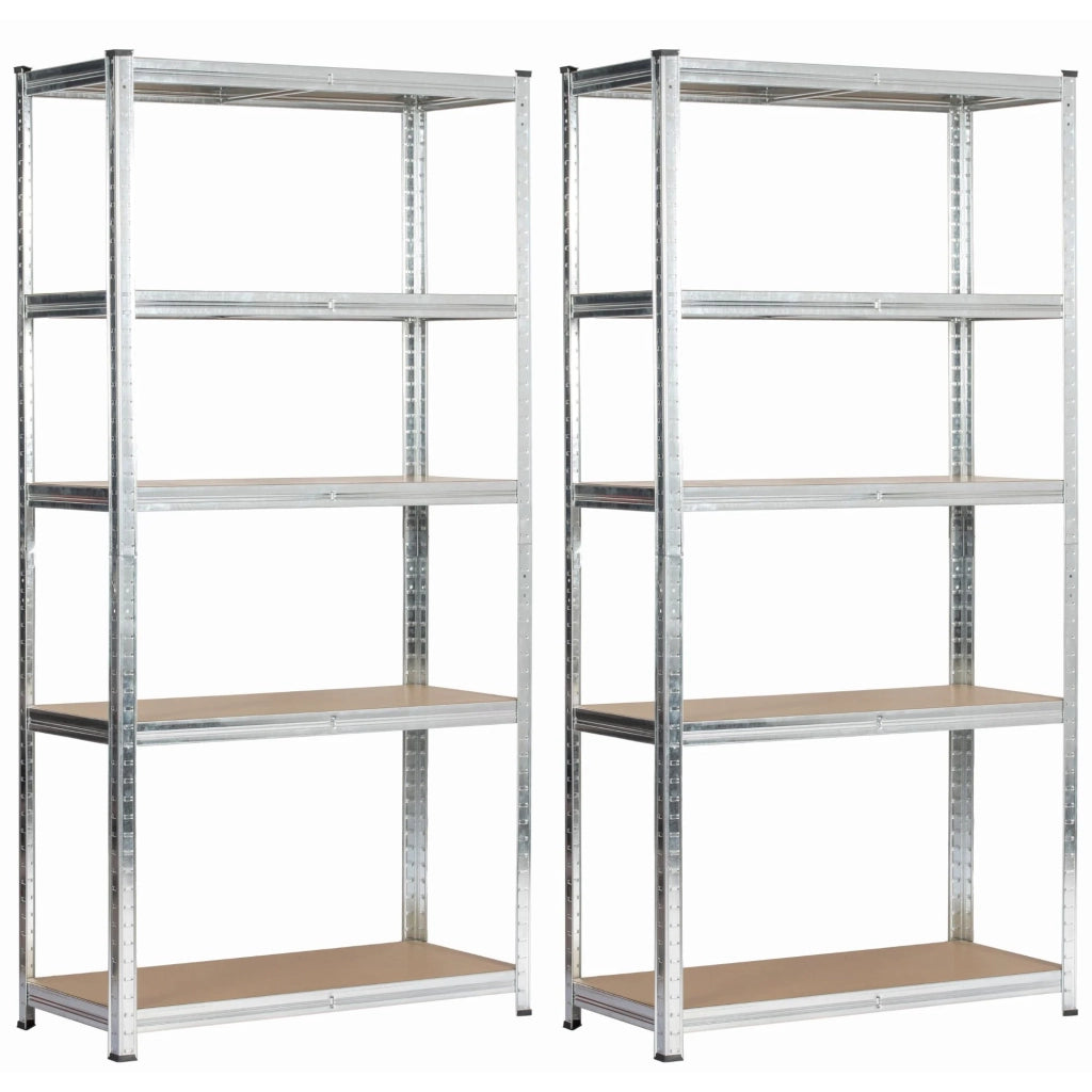 Set 2 x AKORD Scaffale garage in metallo  acciaio zincato 5 ripiani in colore legno per carichi fino a 875kg 90x40x180 cm