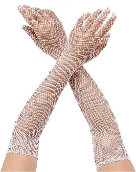 Maniche lunghe per donne con decorazioni per uso serale - Bianco - Design elegante