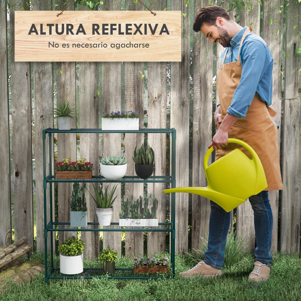 Portavasi 4 Ripiani ¨C Xylo ¨C Acciaio Verde Scuro 89x28x107 cm