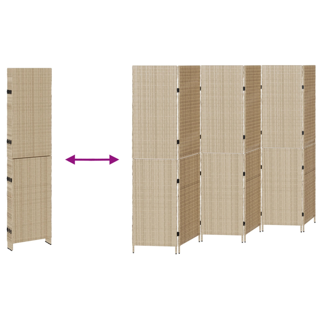 Partitione 6 Pannelli Pieghevole Beige 294x180 cm in Polirattan