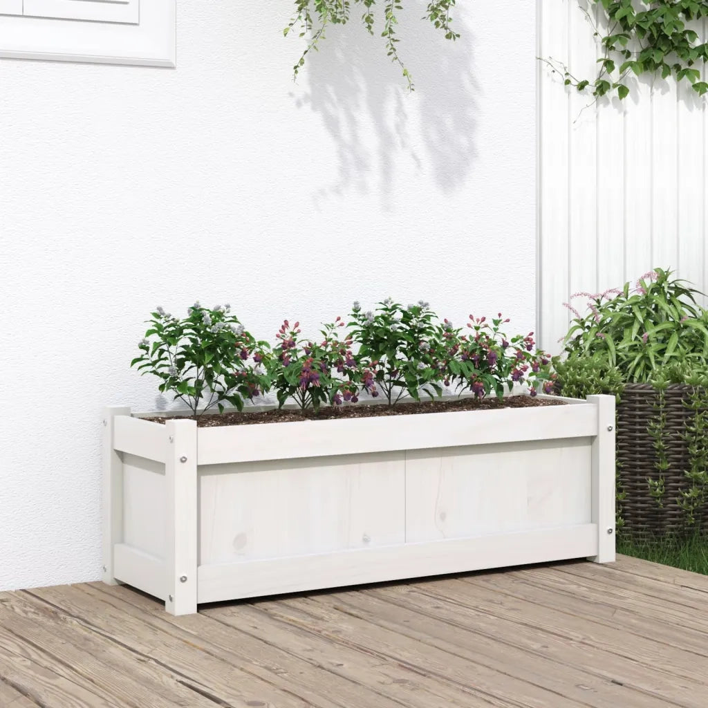 Fioriera da Giardino-Vaso da Esterno Bianca 90x31x31 cm Legno Massello di Pino