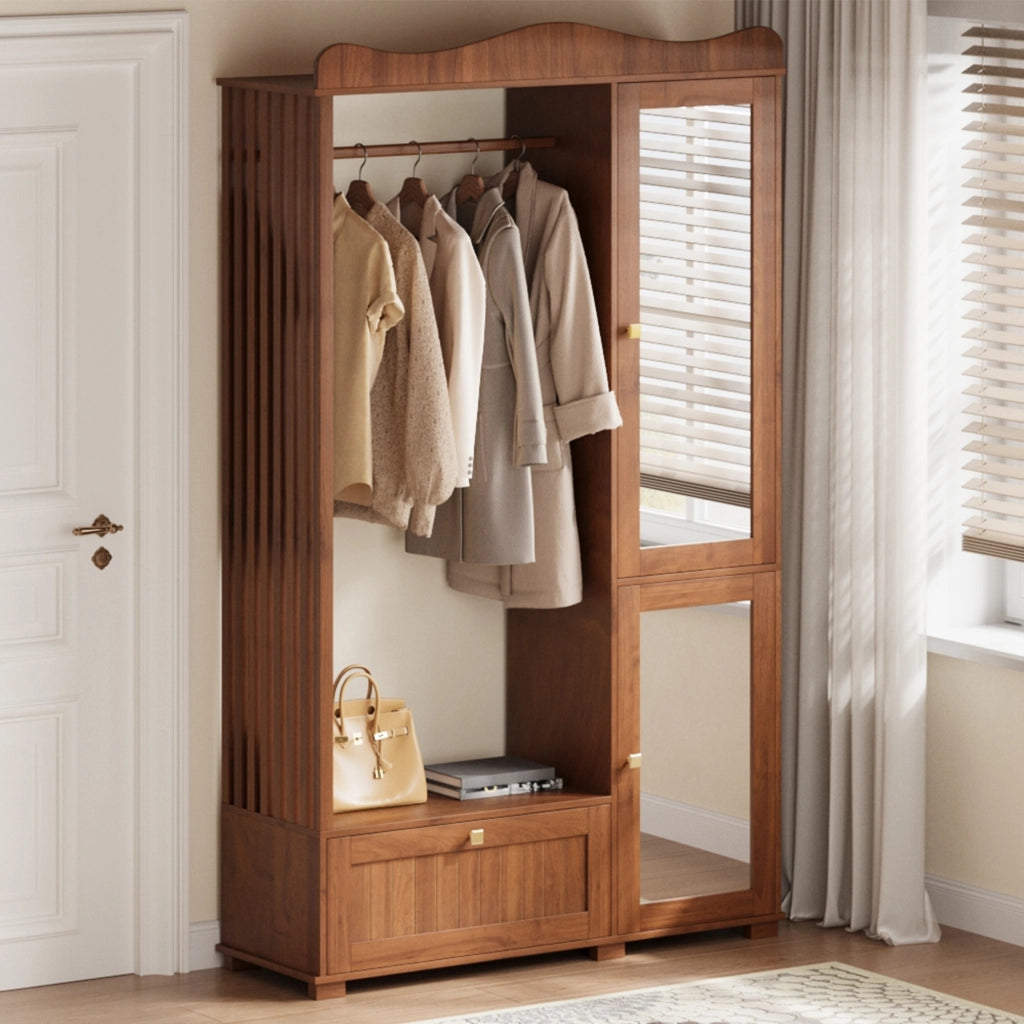 Armadio con Specchio e Appendiabiti ¨C MINIMAL ¨C Bianco, 2 Ante, Cassetti