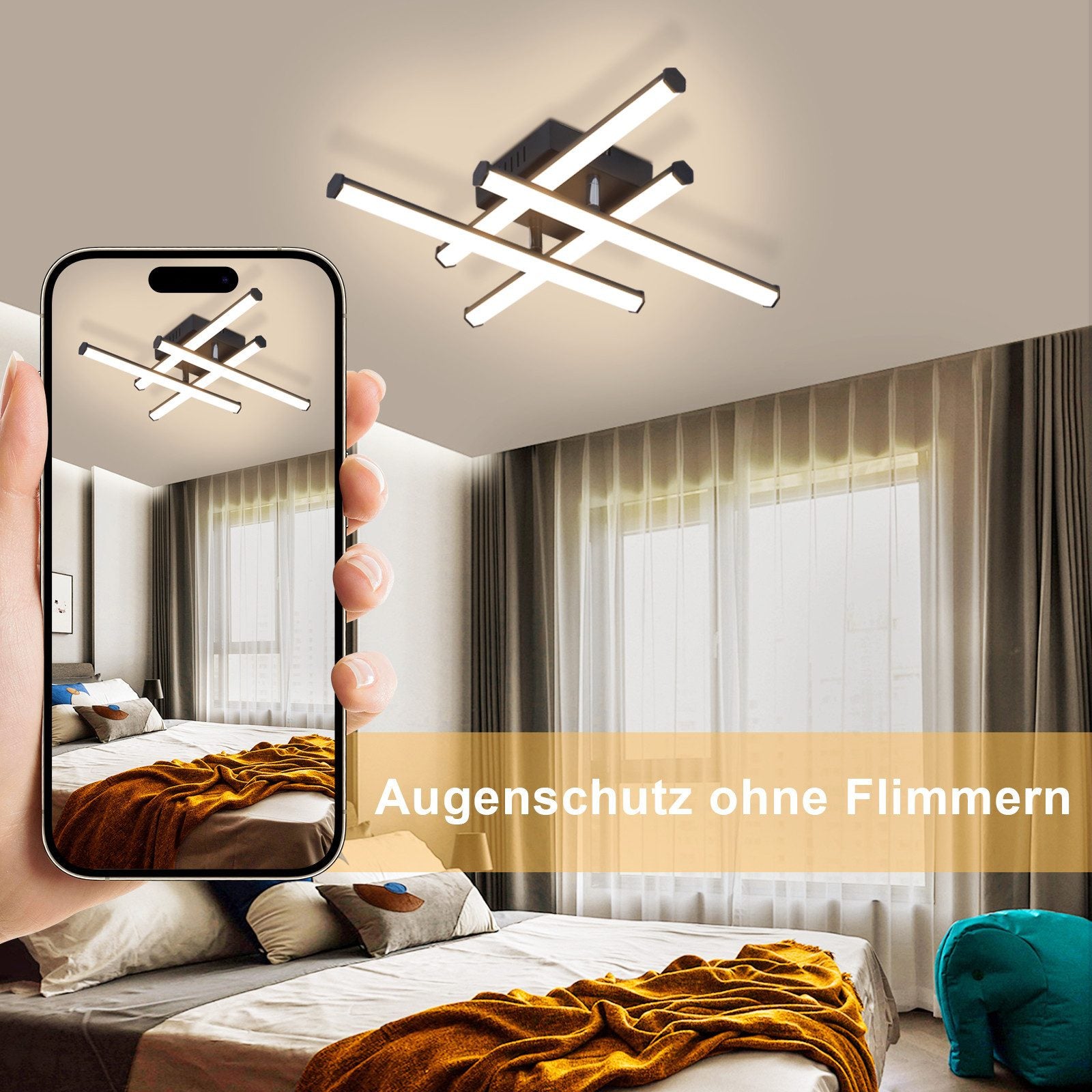 ZMH Lampada da soffitto LED nera moderna 3000K per soggiorno cucina corridoio interni