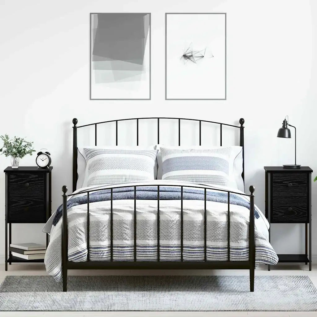 Set di 2 Comodini | Armadio da Notte | Mobiletto da notte con cassetto Rovere nero 32 x 42 x 70 cm
