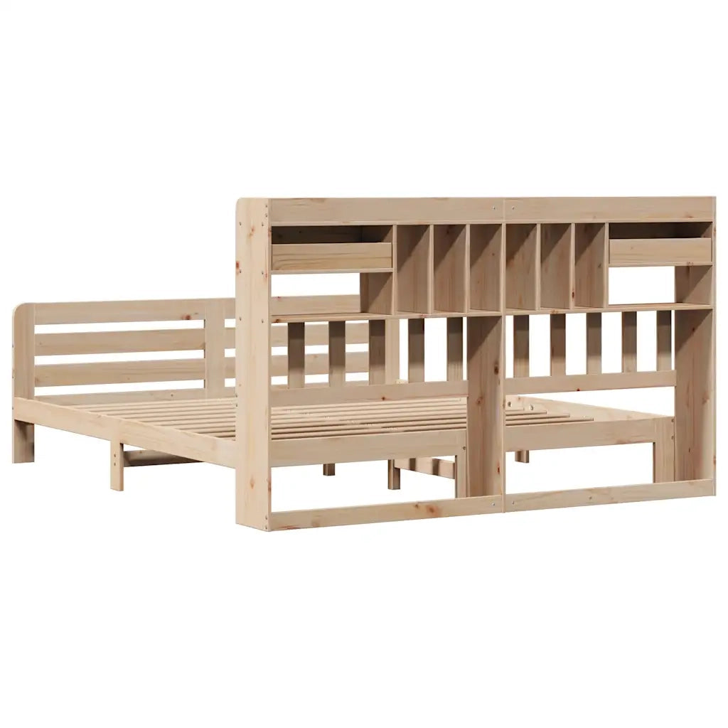 Letto Libreria senza Materasso-Struttura Letto con contenitore 180x200 cm in Legno di Pino 745892
