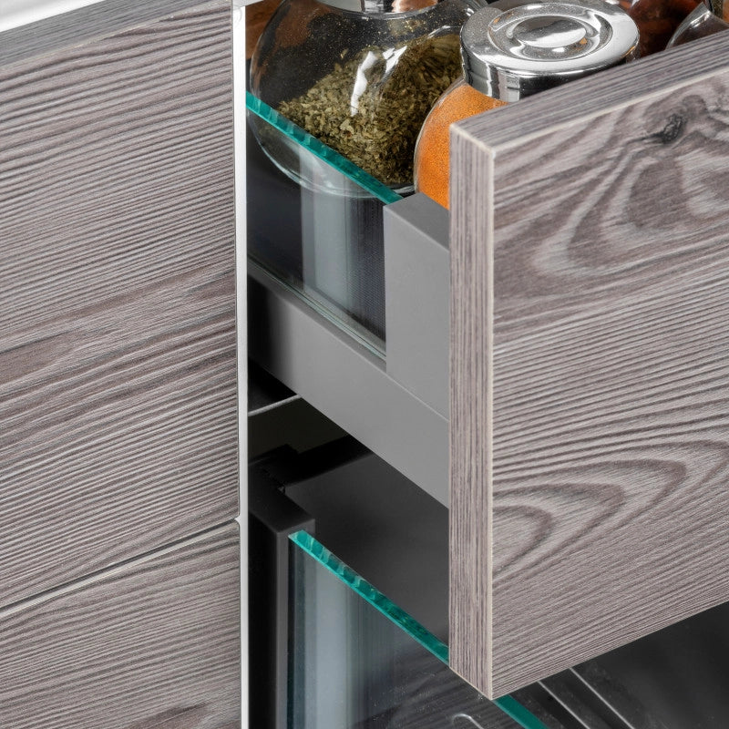 Cassetto esterno Vertex 40 kg con laterale in vetro 131 mm di altezza, 450 mm di profondità, Acciaio, Alluminio e Vetro
