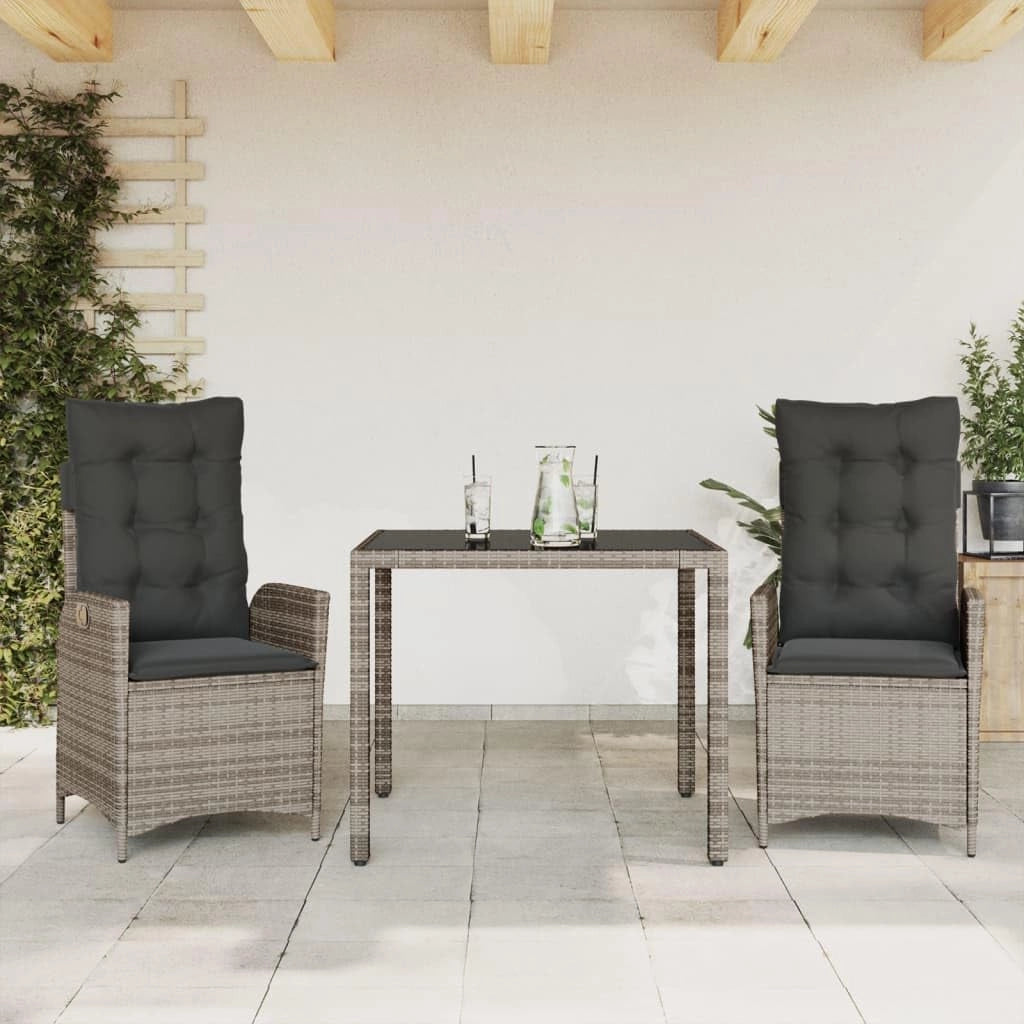 3213076 - Set da pranzo da giardino in rattan sintetico grigio, set tavolo e sedie da giardino, tavolo da terrazza e sedie, set da giardino, mobili da giardino